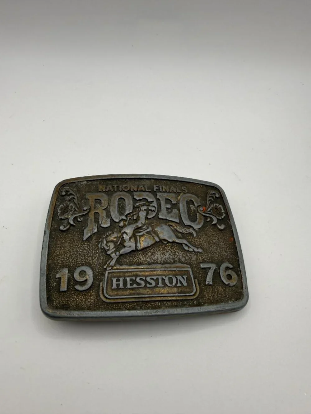 Vintage 1976 Hesston National Finals Rodeo Belt Buckle